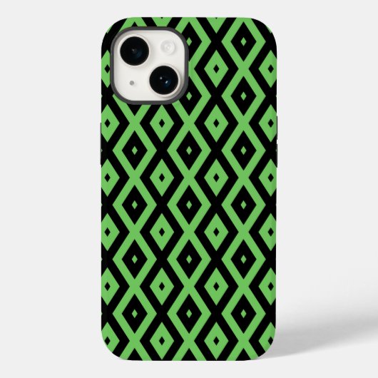 Kalkgrün und schwarz - Diamantmuster Case-Mate iPhone Hülle (Rückseite)