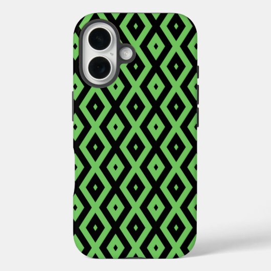 Kalkgrün und schwarz - Diamantmuster Case-Mate iPhone Hülle (Rückseite)