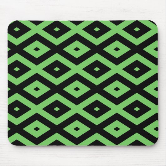 Kalkgrün und schwarz - Diamantmuster Mousepad (Vorne)