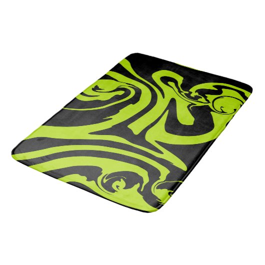 Kalkgrün und schwarz-Retromarmorwirbel Badematte (Schrägansicht)