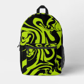 Kalkgrün und schwarz-Retromarmorwirbel Bedruckter Rucksack (Vorderseite)