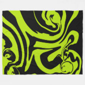 Kalkgrün und schwarz-Retromarmorwirbel Fleecedecke (Vorderseite (Horizontal))