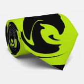 Kalkgrün und schwarz-Retromarmorwirbel Krawatte (Gerollt)