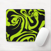 Kalkgrün und schwarz-Retromarmorwirbel Mousepad (Mit Mouse)
