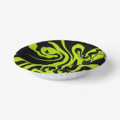 Kalkgrün und schwarz-Retromarmorwirbel Pappteller (Gewinkelt)