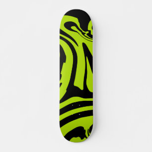 Kalkgrün und schwarz-Retromarmorwirbel Skateboard