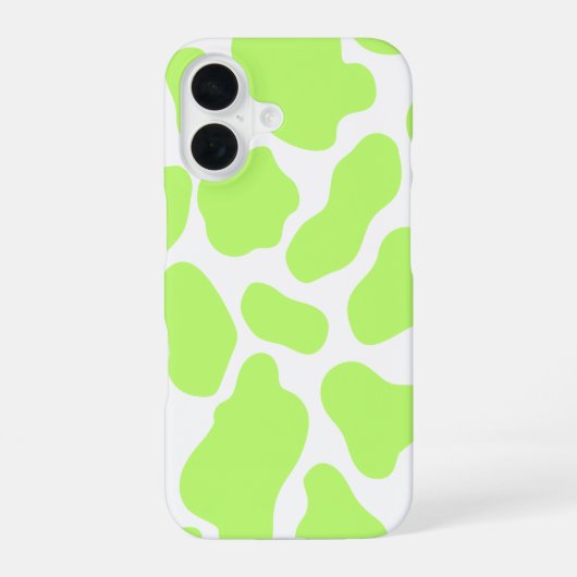 Kalkgrün und weiß Kuh Print iPhone 16 Fall Hülle (Rückseite)