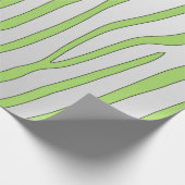Kalkgrün und Weiß Zebrastreifen Tierdrucke Geschenkpapier (Ecke)