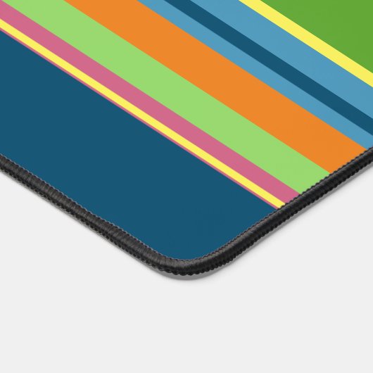 Kalkgrüne, Aquamarin blaue, rosa, gelbe Streifen Schreibtischunterlage (Ecke)