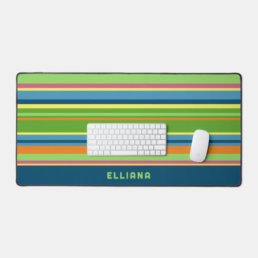 Kalkgrüne, Aquamarin blaue, rosa, gelbe Streifen Schreibtischunterlage (Tastatur & Maus)