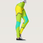 Kalkgrüne, Aquamarine und gelbe Leggings (Rechts)