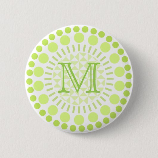 Kalkgrüne Kreise Anpassbare Monogramm-Abzeichen Button (Vorderseite)