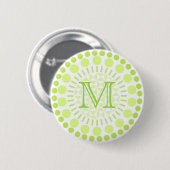 Kalkgrüne Kreise Anpassbare Monogramm-Abzeichen Button (Vorne & Hinten)