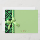 Kalkgrüne Perlen und Zebrastreifen Einladung (Rückseite)