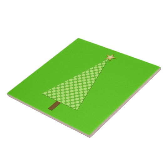 Kalkgrüne Polka Punkt moderner Weihnachtsbaum Fliese (Seite)