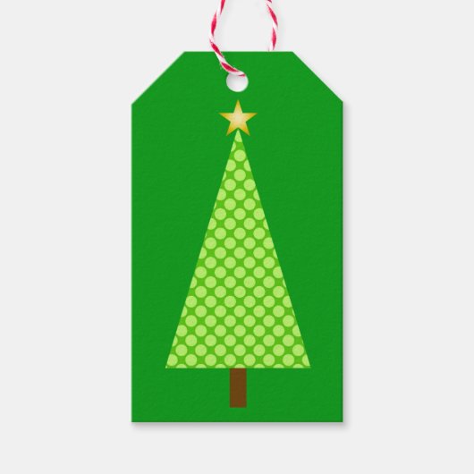 Kalkgrüne Polka Punkt moderner Weihnachtsbaum Geschenkanhänger (Vorderseite)