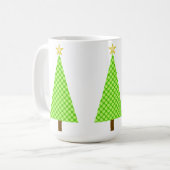 Kalkgrüne Polka Punkt moderner Weihnachtsbaum Kaffeetasse (Vorderseite Links)