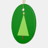 Kalkgrüne Polka Punkt moderner Weihnachtsbaum Keramik Ornament (Links)