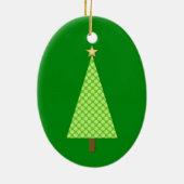 Kalkgrüne Polka Punkt moderner Weihnachtsbaum Keramik Ornament (Hinten)