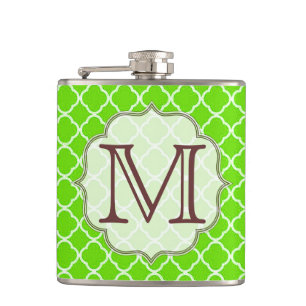 Kalkgrüne Quarterfolie Monogram Whiskey Flask Flachmann