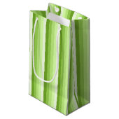 Kalkgrüne Schattenstreifen Kleine Geschenktüte (Vorderseite Schrägansicht)