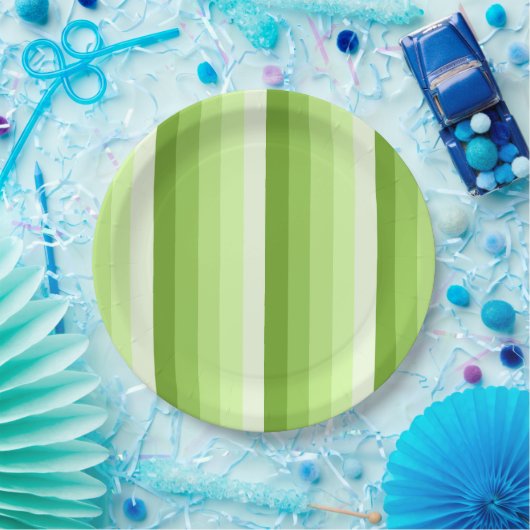 Kalkgrüne Schattenstreifen Pappteller (Party)
