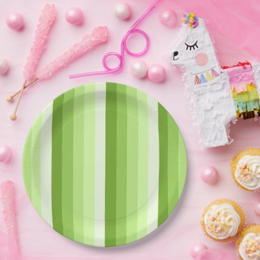 Kalkgrüne Schattenstreifen Pappteller (Party)