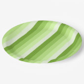 Kalkgrüne Schattenstreifen Pappteller (Schrägansicht)