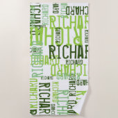 Kalkgrüne Schriftart Strandtuch (Vorderseite)