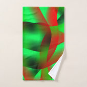 Kalkgrüne und klare rote Wellen, mit Schatten? Badhandtuch Set (Handtuch)