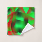 Kalkgrüne und klare rote Wellen, mit Schatten? Badhandtuch Set (Waschlappen)