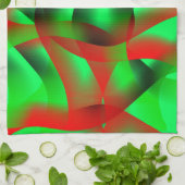 Kalkgrüne und klare rote Wellen, mit Schatten? Geschirrtuch (Gefaltet)