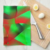 Kalkgrüne und klare rote Wellen, mit Schatten? Geschirrtuch (Viertel Falte)