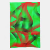Kalkgrüne und klare rote Wellen, mit Schatten? Geschirrtuch (Vertikal)