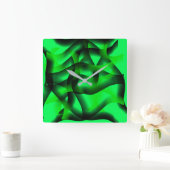 Kalkgrüne und schwarze Wellen, mit etwas Schatten? Quadratische Wanduhr (Zuhause)