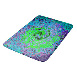 Kalkgrüner Groovy Abstrakt Retro Liquid Swirl Badematte