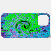 Kalkgrüner Groovy Abstrakt Retro Liquid Swirl Case-Mate iPhone Hülle (Rückseite (Horizontal))