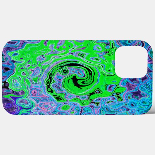 Kalkgrüner Groovy Abstrakt Retro Liquid Swirl Case-Mate iPhone Hülle (Rückseite (Horizontal))