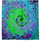 Kalkgrüner Groovy Abstrakt Retro Liquid Swirl Duschvorhang (Vorderseite)