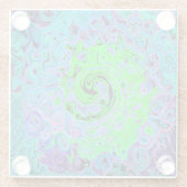 Kalkgrüner Groovy Abstrakt Retro Liquid Swirl Glasuntersetzer (Rückseite)
