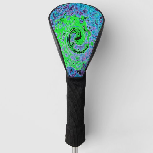Kalkgrüner Groovy Abstrakt Retro Liquid Swirl Golf Headcover (Vorderseite)