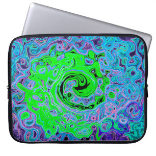 Kalkgrüner Groovy Abstrakt Retro Liquid Swirl Laptopschutzhülle