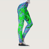 Kalkgrüner Groovy Abstrakt Retro Liquid Swirl Leggings (Rechts)