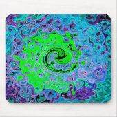 Kalkgrüner Groovy Abstrakt Retro Liquid Swirl Mousepad (Vorne)