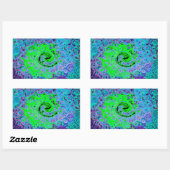 Kalkgrüner Groovy Abstrakt Retro Liquid Swirl Rechteckiger Aufkleber (Blatt)