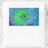 Kalkgrüner Groovy Abstrakt Retro Liquid Swirl Rechteckiger Aufkleber (Tasche)