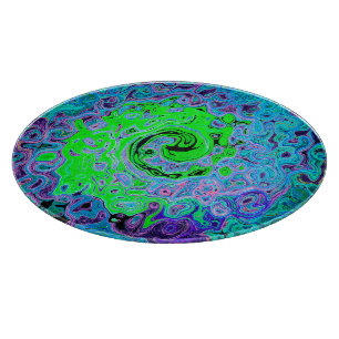 Kalkgrüner Groovy Abstrakt Retro Liquid Swirl Schneidebrett