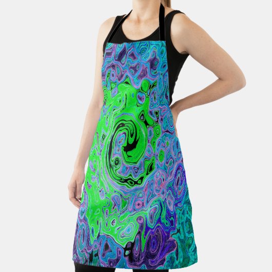 Kalkgrüner Groovy Abstrakt Retro Liquid Swirl Schürze (InSitu)