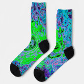 Kalkgrüner Groovy Abstrakt Retro Liquid Swirl Socken (Linkes Detail)