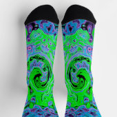 Kalkgrüner Groovy Abstrakt Retro Liquid Swirl Socken (Oben)